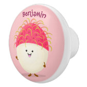 かわいいピンクのランブタン漫画イラストレーション セラミックノブ (右)