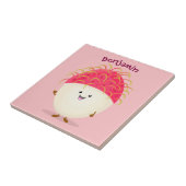 かわいいピンクのランブタン漫画イラストレーション タイル (側面)