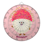 かわいいピンクのランブタン漫画イラストレーション ダーツボード (正面)