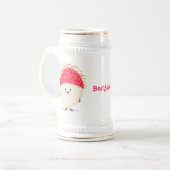 かわいいピンクのランブタン漫画イラストレーション ビールジョッキ (正面左)