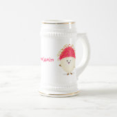 かわいいピンクのランブタン漫画イラストレーション ビールジョッキ (正面右)