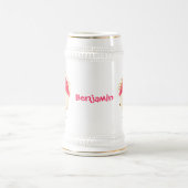 かわいいピンクのランブタン漫画イラストレーション ビールジョッキ (中央)