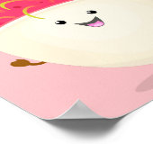 かわいいピンクのランブタン漫画イラストレーション ポスター (角)