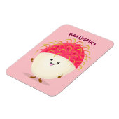 かわいいピンクのランブタン漫画イラストレーション マグネット (左側)