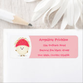 かわいいピンクのランブタン漫画イラストレーション ラベル (インサイチュ)