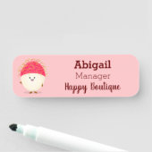 かわいいピンクのランブタン漫画イラストレーション 名札 (インサイチュ)