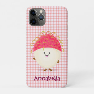 かわいいピンクのランブタン漫画イラストレーション iPhone 11 PROケース