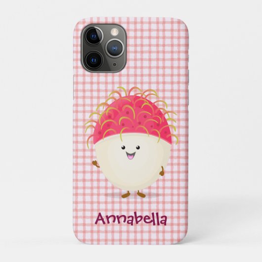かわいいピンクのランブタン漫画イラストレーション Case-Mate iPhoneケース (裏)