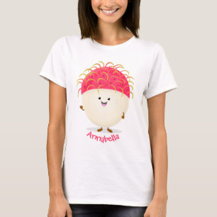 かわいいピンクのランブタン漫画イラストレーション Tシャツ