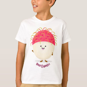 かわいいピンクのランブタン漫画イラストレーション Tシャツ