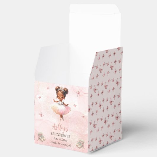 かわいいピンクのリトルバレリナツチュガールベビーシャワー フェイバーボックス (オープン)