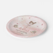 かわいいピンクのリトルバレリナツチュガールベビーシャワー ペーパープレート (アングル)