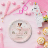 かわいいピンクのリトルバレリナツチュガールベビーシャワー ペーパープレート (パーティー)