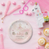 かわいいピンクのリトルバレリナツチュガールベビーシャワー ペーパープレート (パーティー)