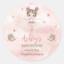 かわいいピンクのリトルバレリナツチュガールベビーシャワー ラウンドシール
