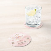 かわいいピンクのリトルバレリナツチュガールベビーシャワー ラウンドペーパーコースター (インサイチュ)