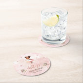 かわいいピンクのリトルバレリナツチュガールベビーシャワー ラウンドペーパーコースター (インサイチュ)