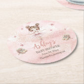 かわいいピンクのリトルバレリナツチュガールベビーシャワー ラウンドペーパーコースター (アングル)