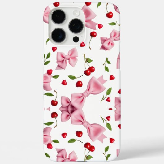 かわいいピンクのリボンとチェリー Case-Mate iPhoneケース (裏面)
