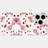 かわいいピンクのリボンとチェリー Case-Mate iPhoneケース (裏面 (横))