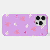 かわいいピンクのリボンとデイジーの模様のiPhone 15 Pro Maxケース iPhoneケース (裏面横)
