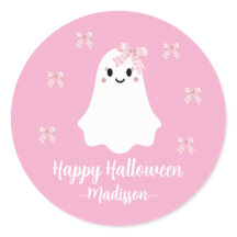 かわいいピンクのリボンのハロウィンガイコツ
