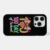 かわいいピンクのリボンの先生用100日目の学校のお祝い iPhoneケース (裏面横)