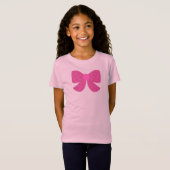 かわいいピンクのリボンの女の子のTシャツ Tシャツ (正面フル)