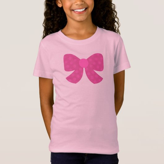かわいいピンクのリボンの女の子のTシャツ Tシャツ (正面)