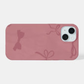かわいいピンクのリボンパターンのiPhone 15ケース iPhone 15ケース (裏面横)