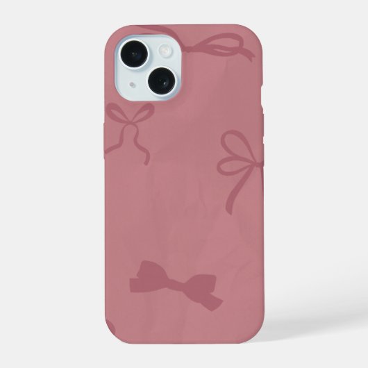 かわいいピンクのリボンパターンのiPhone 15ケース iPhone 15ケース (裏面)