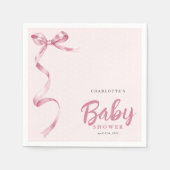 かわいいピンクのリボン女の子ベビーシャワー スタンダードカクテルナプキン (正面)