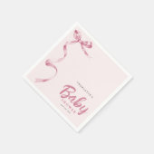 かわいいピンクのリボン女の子ベビーシャワー スタンダードカクテルナプキン (角)
