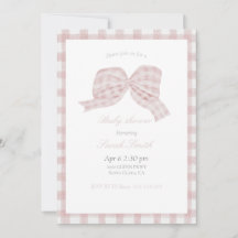 かわいいピンクのリボン赤ちゃんシャワー招待