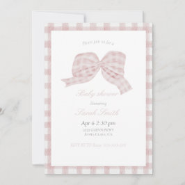 かわいいピンクのリボン赤ちゃんシャワー招待 招待状