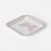 かわいいピンクのリボン赤ちゃんシャワー ペーパープレート (傾斜あり)