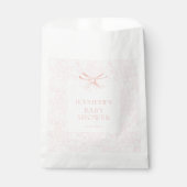 かわいいピンクのリボン赤ちゃん名門私立校風のガールシャワー フェイバーバッグ (正面)