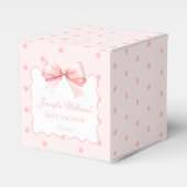 かわいいピンクのリボン赤ちゃん女の子シャワー フェイバーボックス (正面サイド)