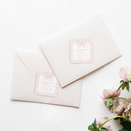 かわいいピンクのリボンbohemian赤ちゃんガールシャワー スクエアシール