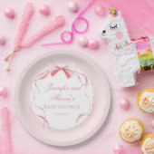 かわいいピンクのリボンbohoベビーガールシャワー ペーパープレート (パーティー)