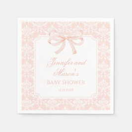 かわいいピンクのリボンbohoベビーブシャワー スタンダードカクテルナプキン