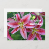 かわいいピンクのリリーの花の写真の誕生日 ポストカード (正面/裏面)