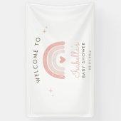 かわいいピンクのレインボーウォーターカラーベビーシャワーへようこそ 横断幕 (縦)