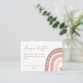 かわいいピンクのレインボーガールベビーシャワーおむつラッフル エンクロージャーカード (スタンド正面)
