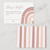 かわいいピンクのレインボーガールベビーシャワーおむつラッフル エンクロージャーカード (正面/裏面)