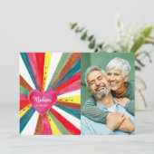 かわいいピンクのレインボーハート写真 シーズンカード (スタンド正面)