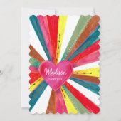 かわいいピンクのレインボーハート シーズンカード (正面)