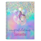 かわいいピンクのレインボーユニコーングリッターモノグラムノートブー ノートブック (正面)