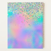 かわいいピンクのレインボーユニコーングリッターモノグラムノートブー プランナー手帳 (裏面)