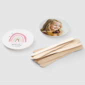 かわいいピンクのレインボー子供の誕生日パーティー写真 ハンドファン (組立なし)